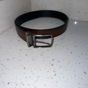 Express Black & Cognac Genuine Leather Reversible Prong Belt - 30/32